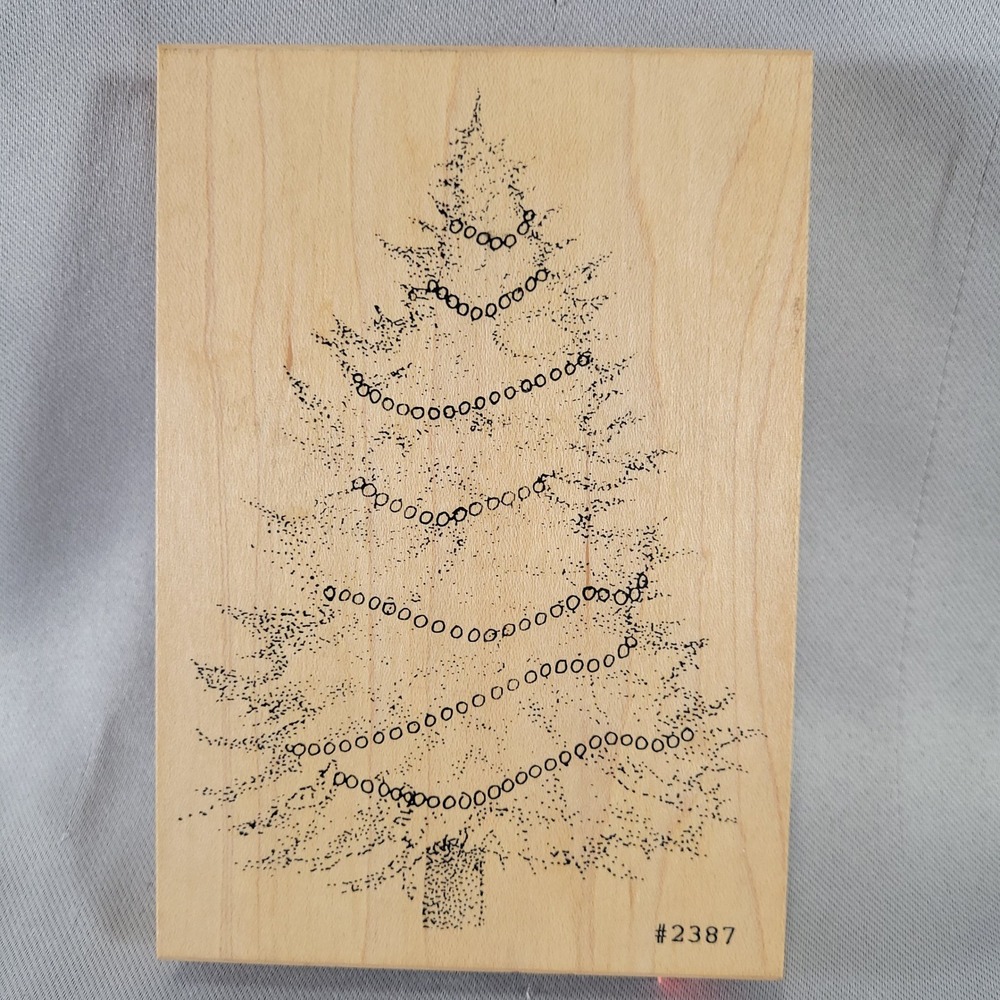 Christmas Tree Rubber Stamp Comotion Detailed Garland #2387